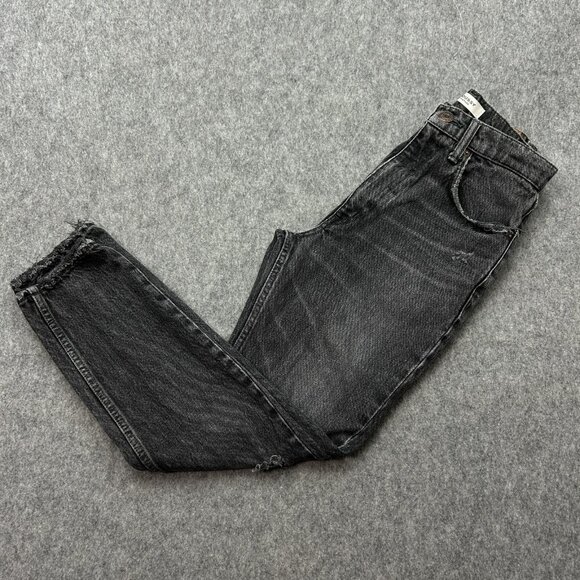Moussy Vintage Stuart Boy Skinny Jeans Women's Size 24 Distressed Black Denim - Picture 1 of 12